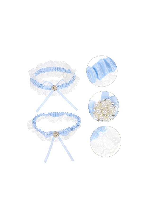 GALPADA 2 Ensembles Porte-Jarretelles Dame Dentelle Jarretière Dentelle Mariée Jarretière Fleur Jarretière Dentelle Arc Jarre