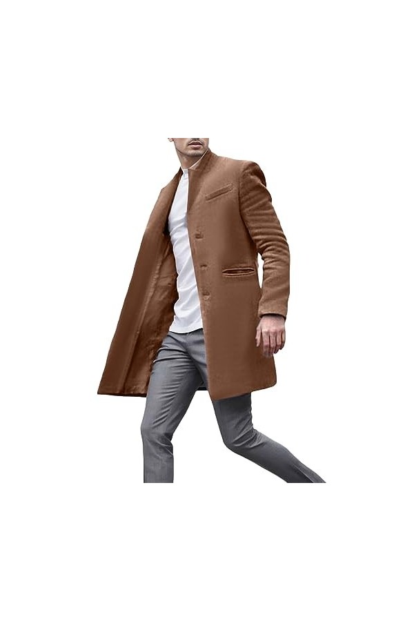 Mymyguoe Manteau Homme Business Manteau Laine Chaud Hiver Manteau Longues Vestes Coupe-Vent Manteau Décontracté Vêtements de