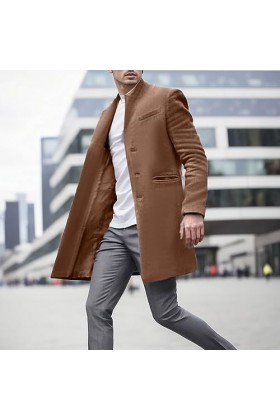 Mymyguoe Manteau Homme Business Manteau Laine Chaud Hiver Manteau Longues Vestes Coupe-Vent Manteau Décontracté Vêtements de