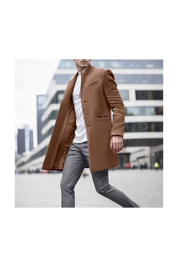 Mymyguoe Manteau Homme Business Manteau Laine Chaud Hiver Manteau Longues Vestes Coupe-Vent Manteau Décontracté Vêtements de