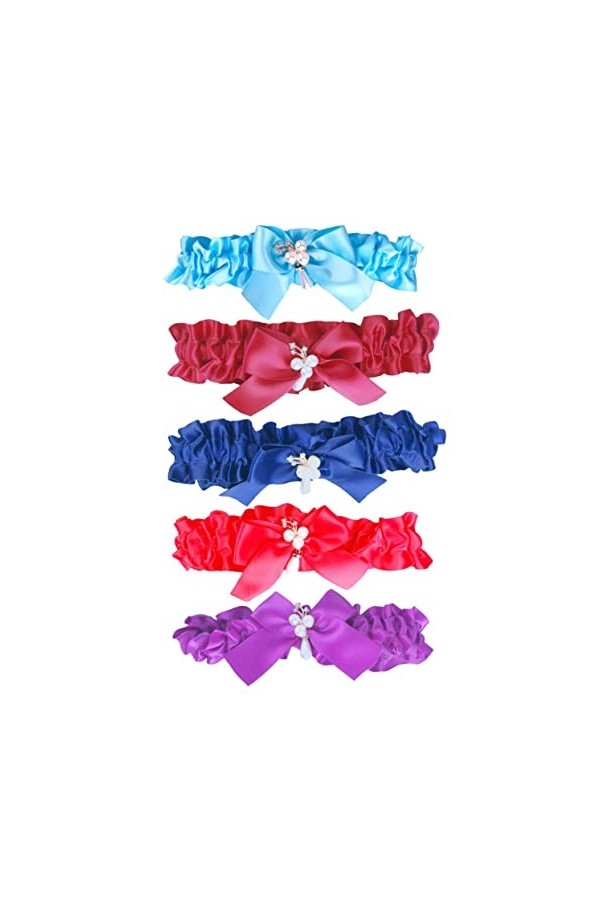 SOIMISS 3 Pcs Jarretières De Mariage Costume Bleu Porte-Jarretelles Blanc Jarretière Robe Jarretière De Mariage Bowknot Porte