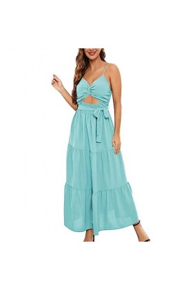 UOWEG Robe Creuse à Taille Mince de Couleur Unie pour Femmes Mini Jupe Cuir Rose Light Blue, S 