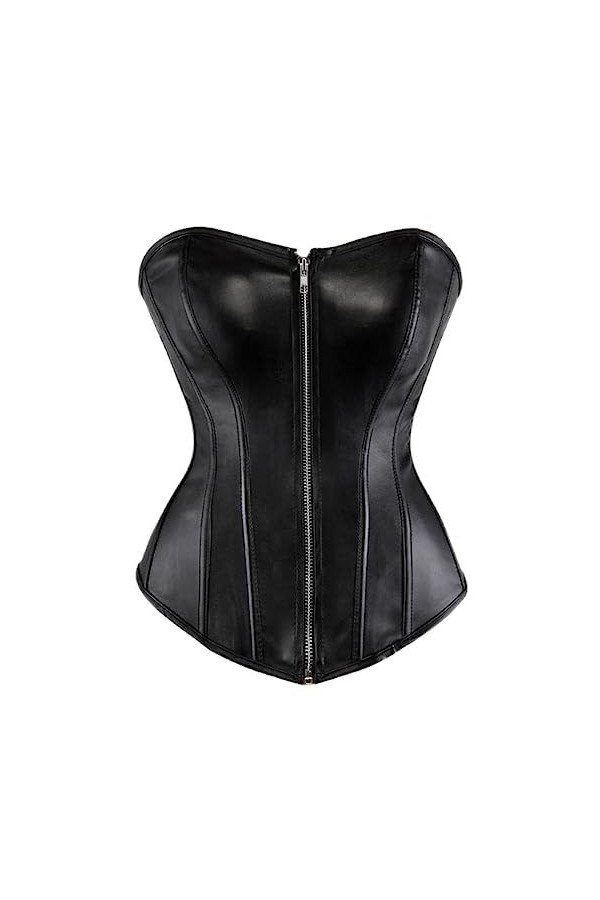 OKGD Corset Sexy Femmes Corset Tops Gothique Cuir Lingerie Corset Plus Size-Black-Zipper,4XL