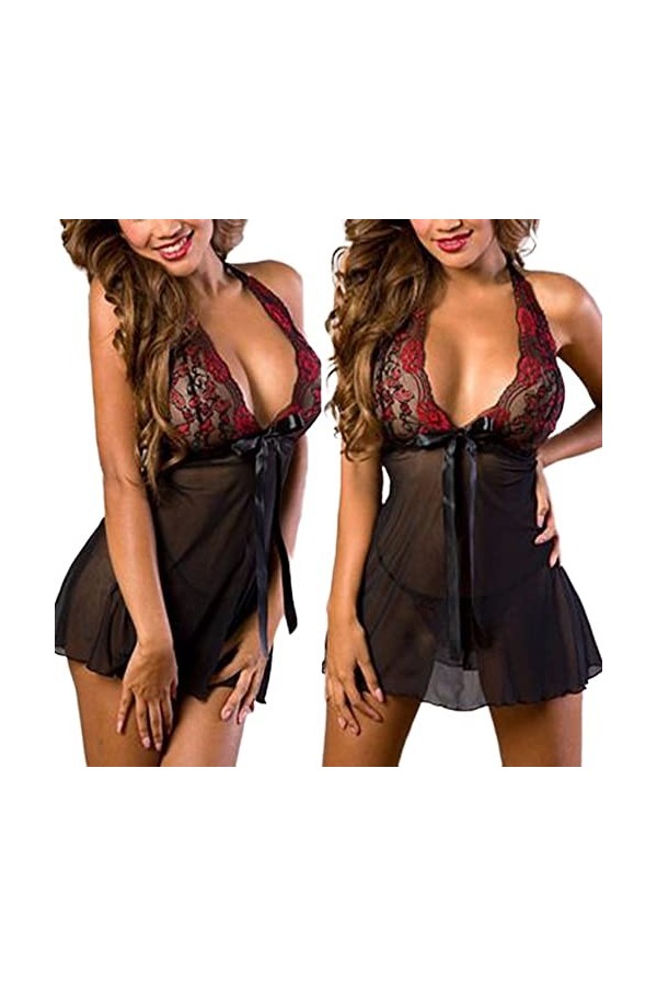 MERNEL Vêtements sexuels Lingerie en Dentelle Robe de Nuit Sexy Robe Grande Taille Dames Robe Sexy vêtements de Nuit Voir Bie