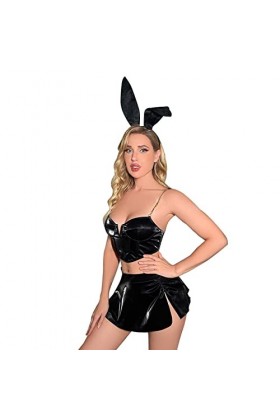 HELLORSOON Femme Pyjama Sexy Lingerie Ventre Plat Sensuel Corset Noir Maille Transparente Volants sensuels Body en Dentelle p