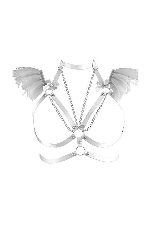 Harnais de corps pour femme - Chaîne de corps en organza - Grande taille - Soutien-gorge punk creux - Pour festival, carnaval
