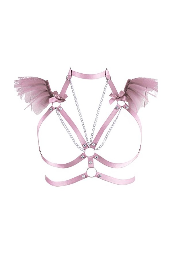 Harnais de corps pour femme - Chaîne de corps en organza - Grande taille - Soutien-gorge punk creux - Pour festival, carnaval