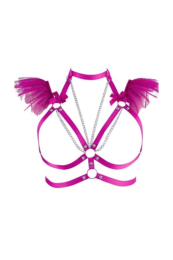 Harnais de corps pour femme - Chaîne de corps en organza - Grande taille - Soutien-gorge punk creux - Pour festival, carnaval