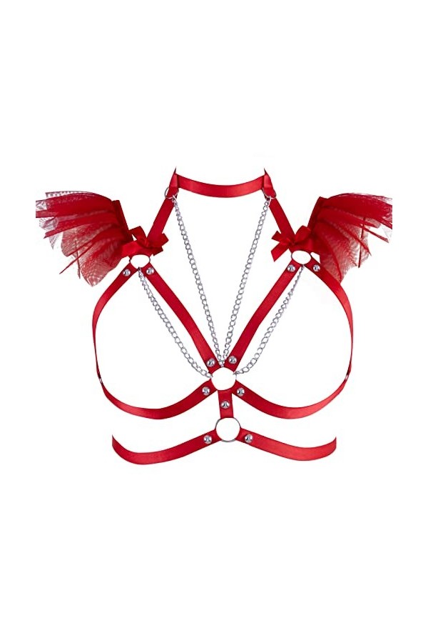 Harnais de corps pour femme - Chaîne de corps en organza - Grande taille - Soutien-gorge punk creux - Pour festival, carnaval