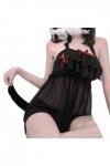 Ensemble de lingerie sexy chat Cosplay Kawaii Chaton Jeu de rôle Costume Anime Micro Bikini Mignon Soutien-gorge et culotte L