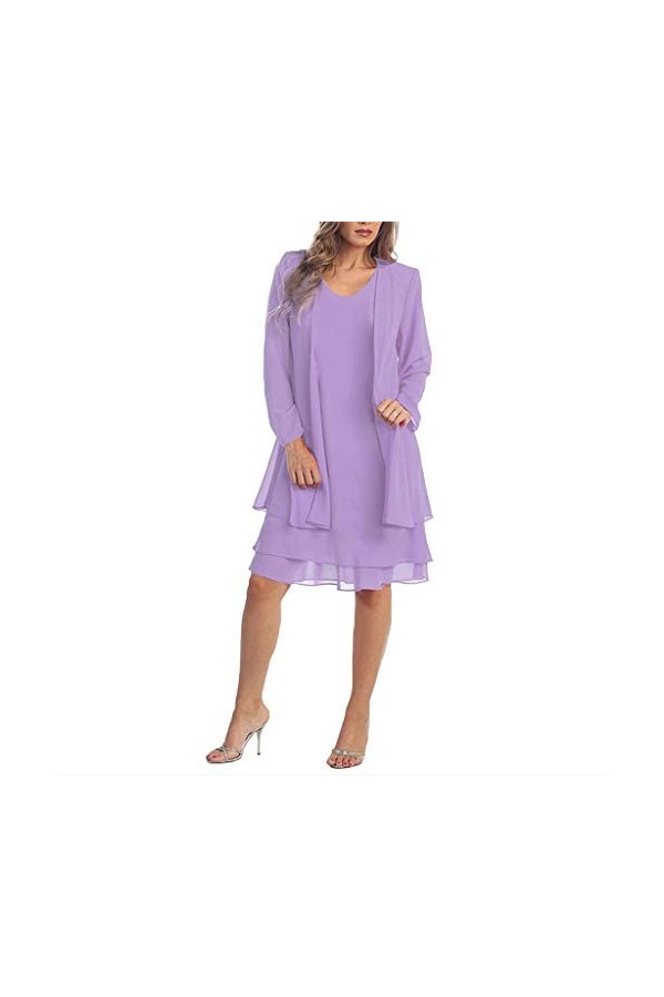 CreoQIJI Robe mi-longue pour femme, deux pièces, charmante, couleur unie en dentelle, sexy, mini robe à manches longues, Noir