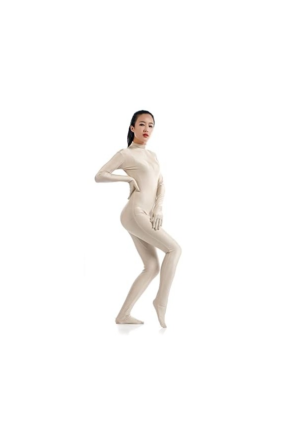 KYZTMHC Stretchy femmes Zentai Costume complet du corps Body disparition homme combinaison tenue Color : Brown, Size : Kid L