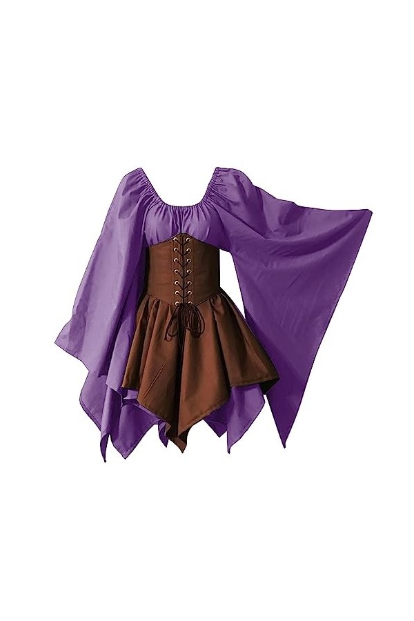 YCBMINGCAN Robe gothique irlandaise pour femme - Robe sexy pour cosplay - Robe de renaissance - Robe à lacets - Robe maxi got