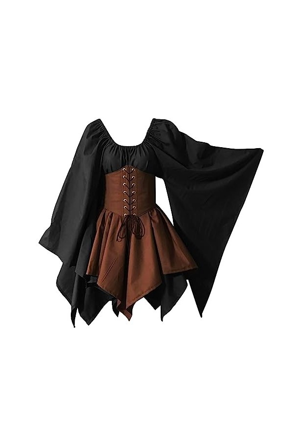 YCBMINGCAN Robe gothique irlandaise pour femme - Robe sexy pour cosplay - Robe de renaissance - Robe à lacets - Robe maxi got