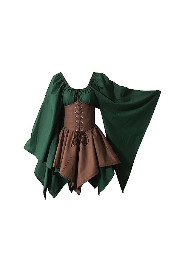 YCBMINGCAN Robe gothique irlandaise pour femme - Robe sexy pour cosplay - Robe de renaissance - Robe à lacets - Robe maxi got