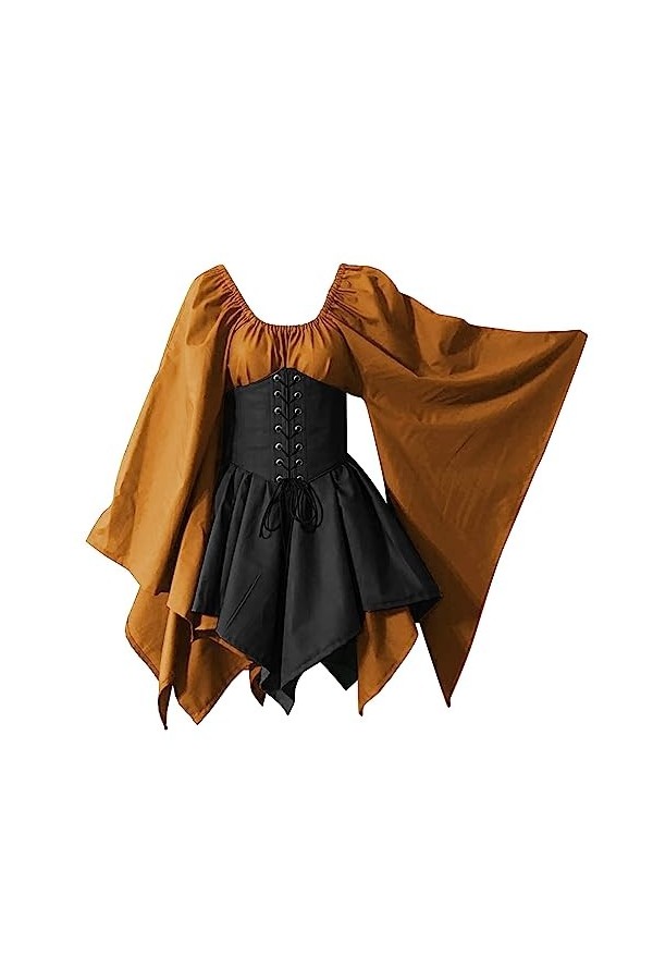 YCBMINGCAN Robe gothique irlandaise pour femme - Robe sexy pour cosplay - Robe de renaissance - Robe à lacets - Robe maxi got