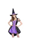 JIYAYUIX Costume de sorcière sexy pour Halloween, costumade, performance sur scène, vêtements gothiques danime violet, XL 