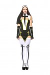 S-3XL Sexy Nun Costume Full Outfit Halloween Adult Women Catholic Sister Nun Cosplay Party Fancy Dress-Style2,S