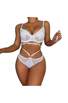 Ensemble de lingerie érotique pour femme Sexy Sexy Licol Dentelle Ensemble de sous-vêtements en dentelle et sous-vêtements en