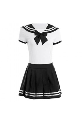 CHOUBAGUAI Uniforme décolière pour femmes – Costumes de costumade à manches courtes pour amoureux des couches adultes et béb