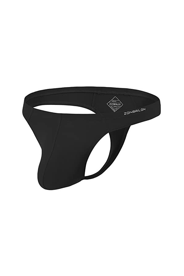 BIATWOWR String pour homme avec grande poche, taille élastique, taille basse, sexy, sans étiquette, respirant et confortable,