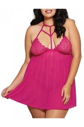 Five Domains Ensemble de sous-vêtements Lingerie Sexy Lingerie Femme Lingerie Sexy Camisole Pyjama Translucide Color : Pink,