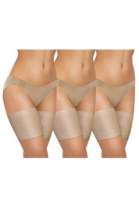 sesto senso 3 Paires Bandes de Cuisses Protège-Cuisse Elastiques Antidérapant Silicone Bande Lisses Beige 70-75 XL