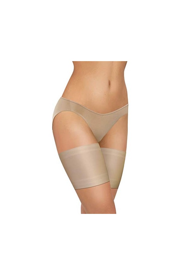 sesto senso 3 Paires Bandes de Cuisses Protège-Cuisse Elastiques Antidérapant Silicone Bande Lisses Beige 70-75 XL