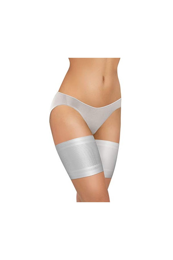 sesto senso 3 Paires Bandes de Cuisses Protège-Cuisse Elastiques Antidérapant Silicone Bande Lisses Beige 70-75 XL