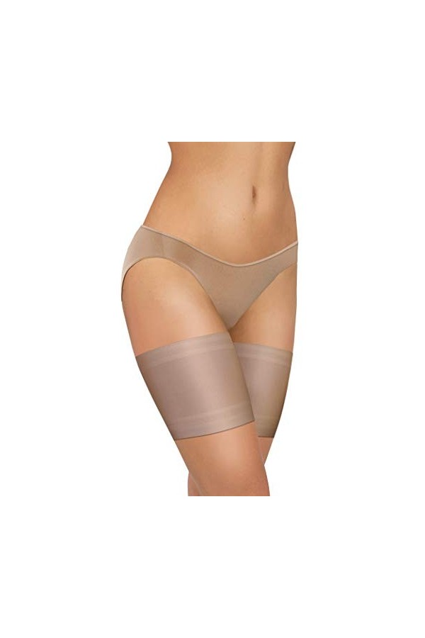 sesto senso 3 Paires Bandes de Cuisses Protège-Cuisse Elastiques Antidérapant Silicone Bande Lisses Beige 70-75 XL