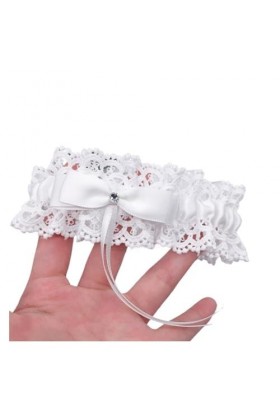 Jarretière de mariée en Dentelle for Femmes, nœuds en Cristal Sexy, jarretière de Mariage, Anneau de Cuisse Extensible Color