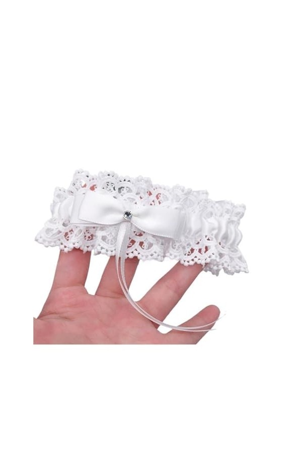 Jarretière de mariée en Dentelle for Femmes, nœuds en Cristal Sexy, jarretière de Mariage, Anneau de Cuisse Extensible Color