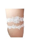 Jarretelles de Mariage en Dentelle brodée, 2 pièces, Jarretelles de Fleurs for Femmes/mariée, Anneaux de Cuisse, Jarretelles 