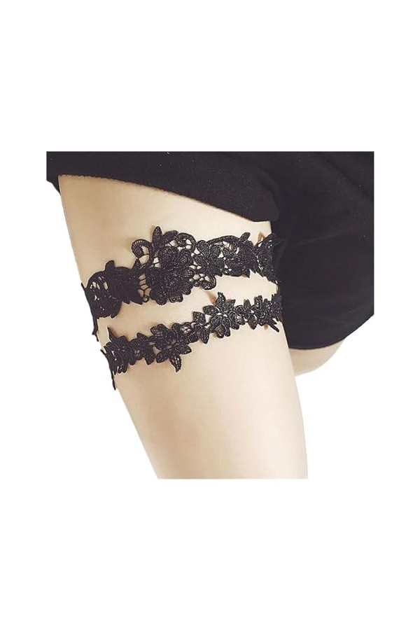 Jarretelles de Mariage en Dentelle brodée, 2 pièces, Jarretelles de Fleurs for Femmes/mariée, Anneaux de Cuisse, Jarretelles 
