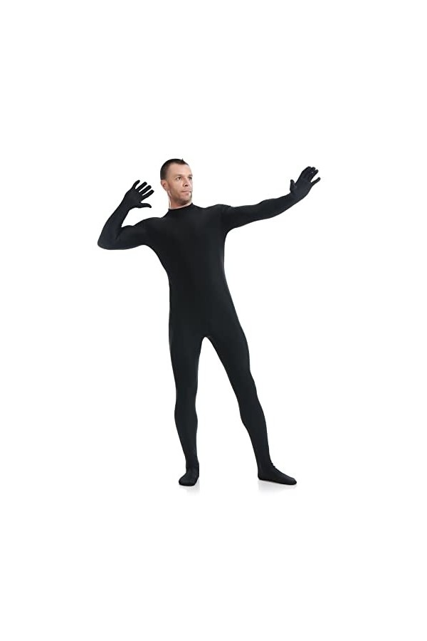 KYZTMHC Adultes Lycra Zentai Costume Stretch Dance Body Outfit Garçons Footed Spandex Body Suit Color : Black, Size : Aldult