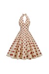 Robe Hepburn années 50 - Dos nu - À pois - Sans manches - Style rockabilly - Coupe cintrée - Sexy - Style vintage - Robe de s