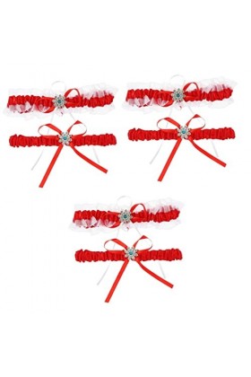 Parliky 3 Ensembles Jarretière en Dentelle De Mariée Jarretière Élastiquée Porte-Jarretelles Décoration De Jambe en Dentelle 