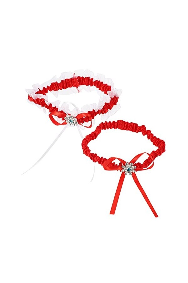 Parliky 3 Ensembles Jarretière en Dentelle De Mariée Jarretière Élastiquée Porte-Jarretelles Décoration De Jambe en Dentelle 