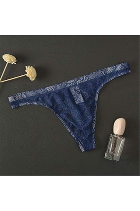 Yomie Culotte Ultra-Fine pour Hommes en Dentelle Transparente Douce Sexy String,XXL,Royal bleu