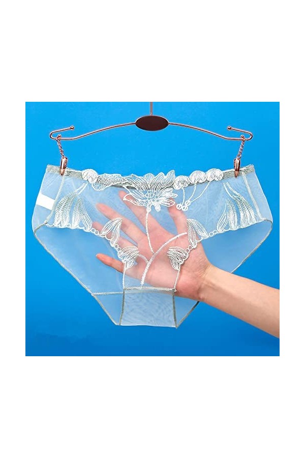 Bywenzai Culotte sous-Vêtements Transparents pour Femmes Dentelle Maille Culottes Lingerie Érotique Évider Fille Slips Fil Ne