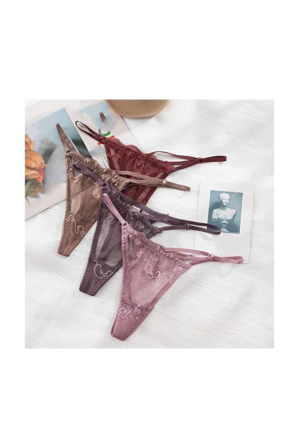 SHOUJIQQ Culotte Sexy en Dentelle pour Dames - Ceinture Fine sous-Vêtements De Tentation Creuse pour Femmes