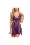 LLRR Lingerie Sexy Pas chère,Chemise de Nuit Sexy en Dentelle de Cils pour Dames, sous-vêtements Sexy en Maille Transparente 