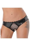 GRRKDFQ Lingerie Sexy Hot Chaude Culotte Transparente Respirante Taille Basse Brodée,Noir,L