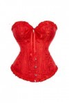 Niiyyjj Corset en jacquard pour femme - Bustier sexy à lacets en brocart - Costume vintage, Rouge, X-Large