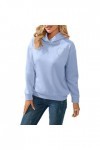 Qoier Sweat-Shirt à Capuche pour Femme - Confortable et Tendance - Couleur Unie - Printemps-Automne - Décontracté - Bleu XXL