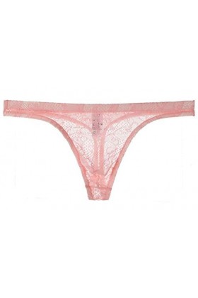 Yomie Culotte Ultra-Fine pour Hommes en Dentelle Transparente Douce Sexy String,M,Rose