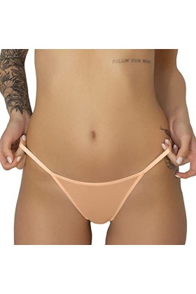 Culottes De sous-vêtements pour Femmes T-Back Sexy G-String Thongs See Through Panty Beige,XXL 