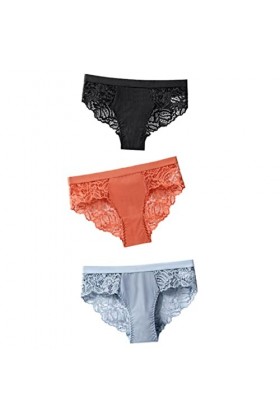 SUYGGCK Lot de 3 culottes en coton pour culottes sexy en dentelle pour femmes, culottes de lingerie pour femmes, culottes flo