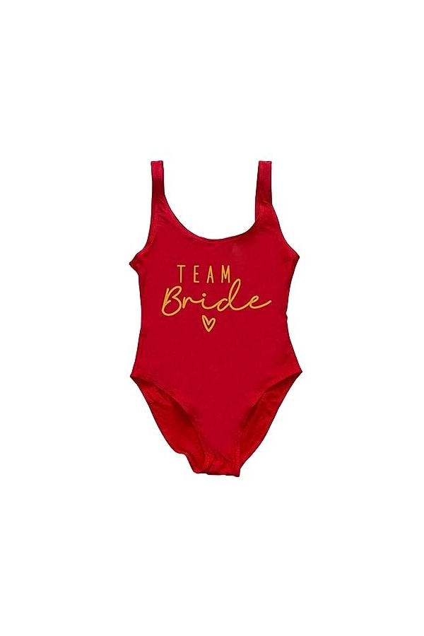 GAGALU Costume intero da bagno Team Bride Heart Print per la sposa e le damigelle - Costume da bagno scollato sul Retro tagli
