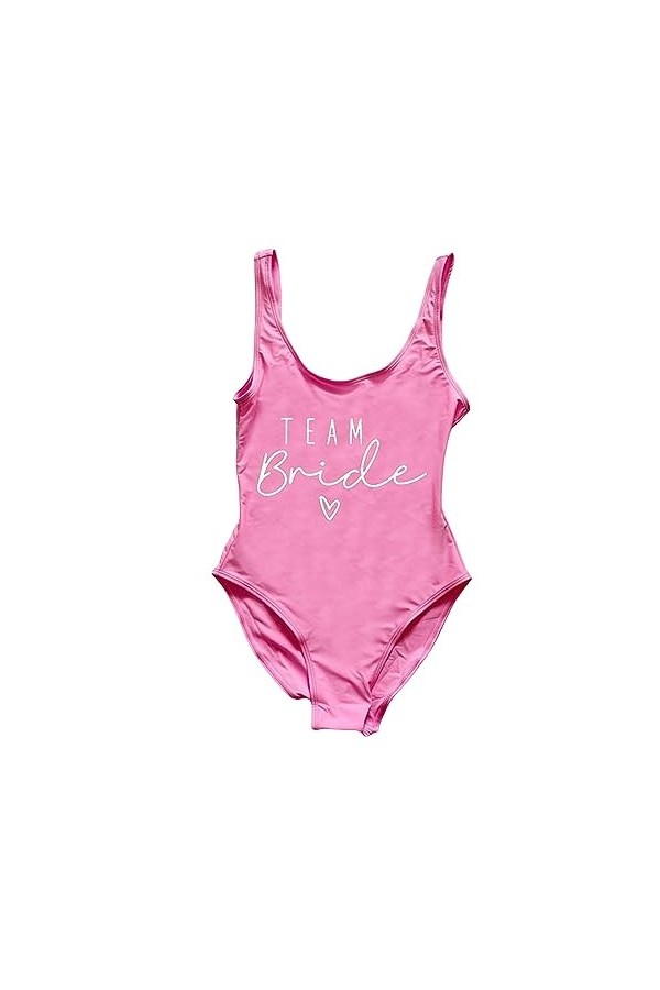 GAGALU Costume intero da bagno Team Bride Heart Print per la sposa e le damigelle - Costume da bagno scollato sul Retro tagli